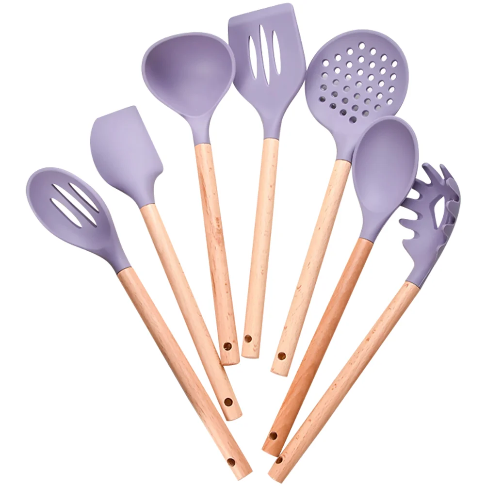 

Silicone Set Kitchen Cooking Utensils Turner Tools Spatula Utensil Spoons Nonstick Cookware Scraper Kitchenware Spoon Slotted