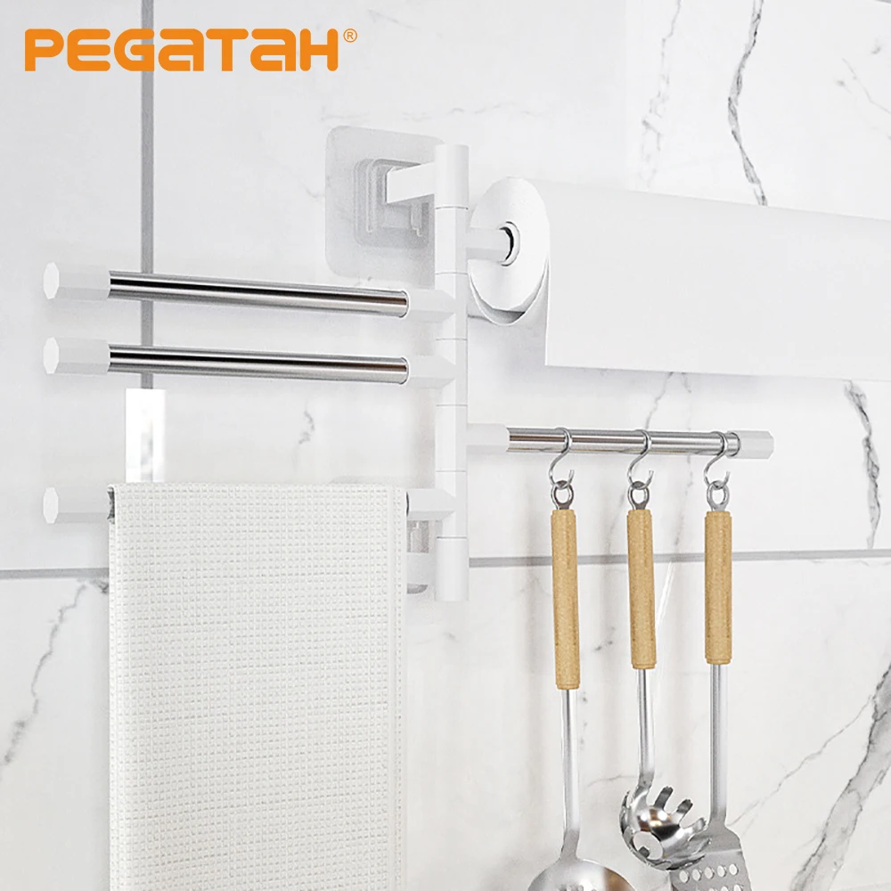 Bathroom Towel Rack Rotatable Towel Holder Space Aluminum Kitchen Shelf Paper Wall Mounted storage Holder
Bathroom Towel Rack Rotatable Towel Holder Space Aluminum Kitchen Shelf Paper Wall Mounted storage Holder