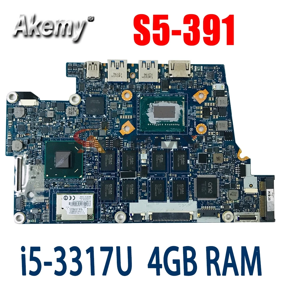 Akemy Laptop motherboard For ACER Aspire S5-391 I5-3317U Mainboard LA-8481P SLJ8E With 4GB RAM
Akemy Laptop motherboard For ACER Aspire S5-391 I5-3317U Mainboard LA-8481P SLJ8E With 4GB RAM