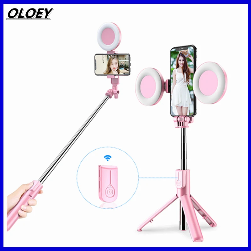 OLOEY Led Ring Light 4In1 Wireless Bluetooth-Compatible Selfie Stick Extendable Handheld Monopod Live Tripod for Smartphone
OLOEY Led Ring Light 4In1 Wireless Bluetooth-Compatible Selfie Stick Extendable Handheld Monopod Live Tripod for Smartphone
