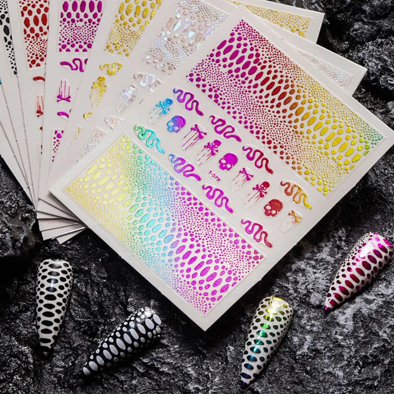 8 PCS/Lot Snake Skin Nail Sticker Designer Laser Glitter Skull Serpentine Holographic 3D Nail Art Decals Decorations
8 PCS/Lot Snake Skin Nail Sticker Designer Laser Glitter Skull Serpentine Holographic 3D Nail Art Decals Decorations