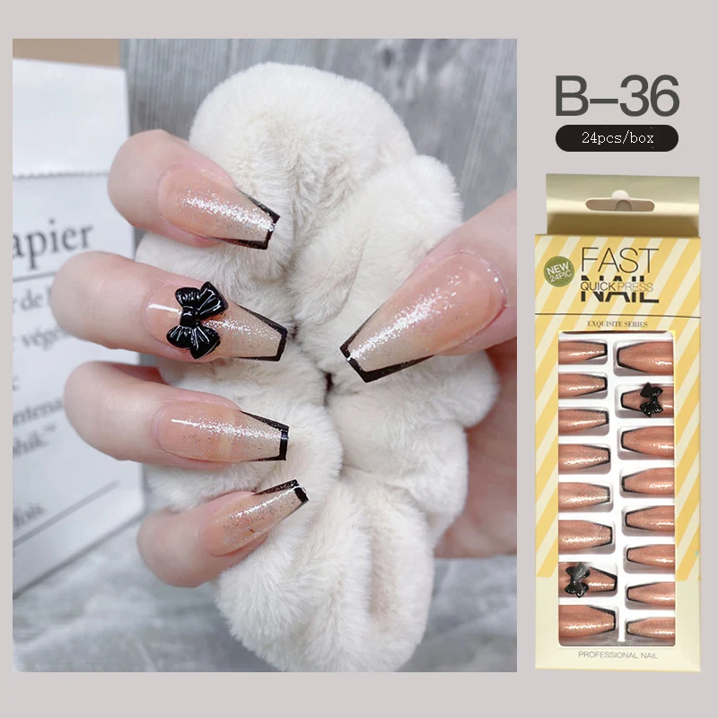 24p Black Butterfly Border Wearing Long Paragraph Pixie Fashion Manicure Patch False Nail Full Cover Wearable Fake Nail Art
24p Black Butterfly Border Wearing Long Paragraph Pixie Fashion Manicure Patch False Nail Full Cover Wearable Fake Nail Art