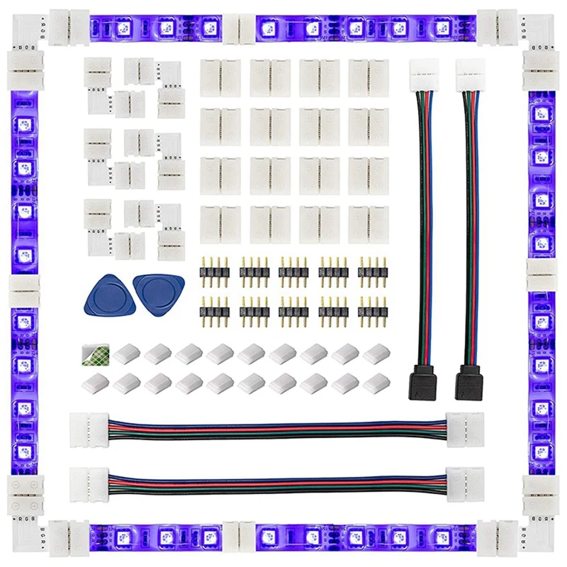 3 Set LED Strip Connector 4 Pin 10Mm Solderless RGB Light Strip Connector For 5050 SMD - Gapless Connectors,L Shape 
3 Set LED Strip Connector 4 Pin 10Mm Solderless RGB Light Strip Connector For 5050 SMD - Gapless Connectors,L Shape
