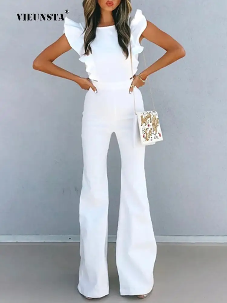 Elegant Ruffle Sleeveless Office Lady Solid Jumpsuit Women Sexy Back Hollow Out Zipper Romper 2022 New Slim High Street Playsuit
Elegant Ruffle Sleeveless Office Lady Solid Jumpsuit Women Sexy Back Hollow Out Zipper Romper 2022 New Slim High Street Playsuit
