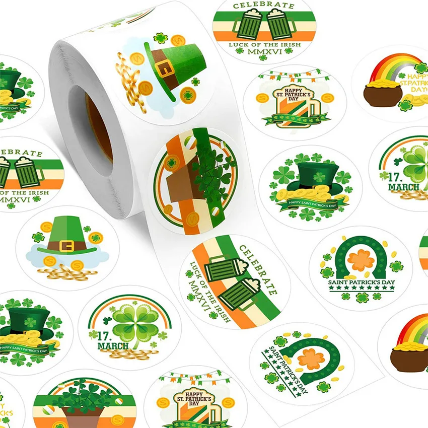 500pcs Lucky Clover Stickers St.Patrick's Day Party Decor Green hat Gold coins Gift box Envelope Seal label Baking cake decor
500pcs Lucky Clover Stickers St.Patrick's Day Party Decor Green hat Gold coins Gift box Envelope Seal label Baking cake decor