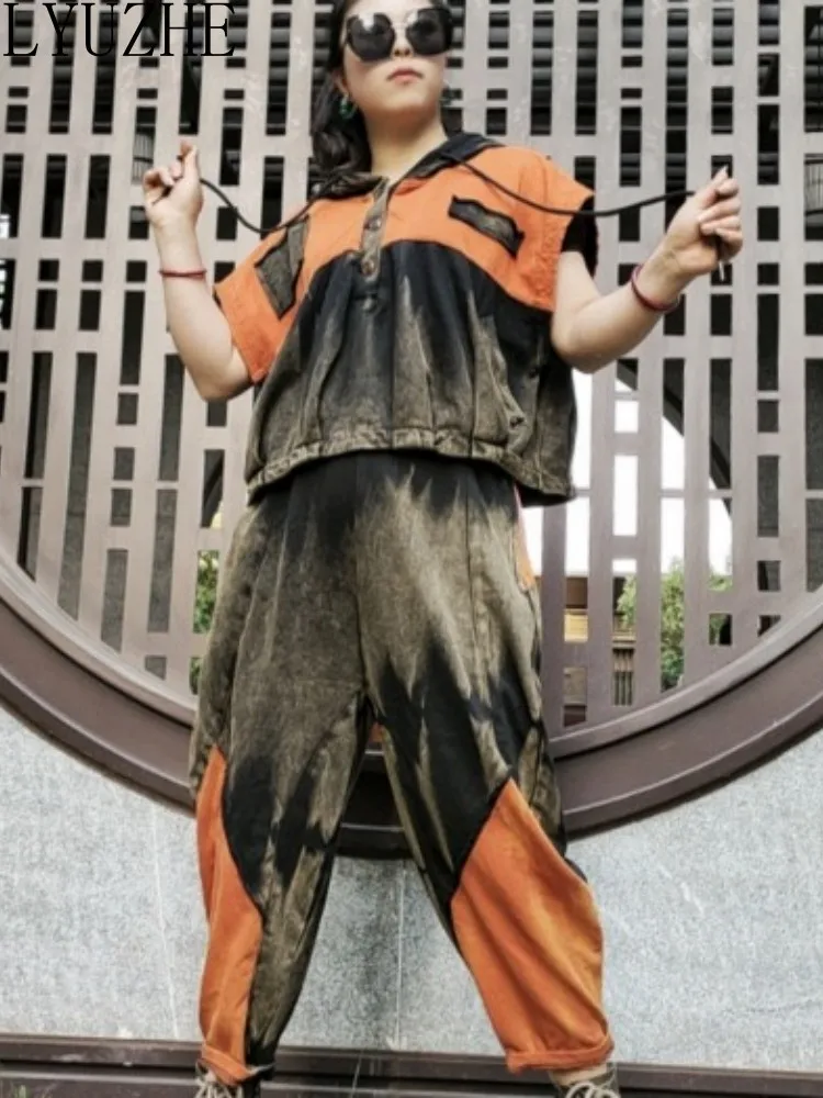LYUZHE 2023 Summer New Fashion Personalized Thin Short Sleeve Hooded Top + Contrast Panel Harem Pant Two Piece Set Women ZXF191A
LYUZHE 2023 Summer New Fashion Personalized Thin Short Sleeve Hooded Top + Contrast Panel Harem Pant Two Piece Set Women ZXF191A