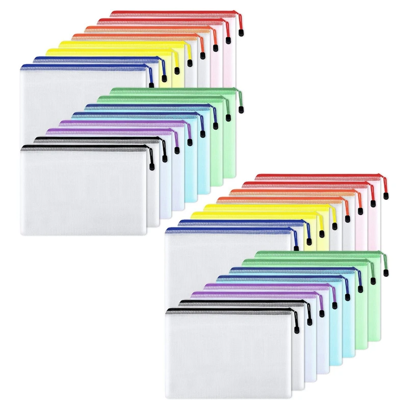 32Pcs Mesh Zipper Pouch Document Bag,Waterproof Zip File Folders,A4 Size, for School Office Supplies,Travel Storage Bags
32Pcs Mesh Zipper Pouch Document Bag,Waterproof Zip File Folders,A4 Size, for School Office Supplies,Travel Storage Bags