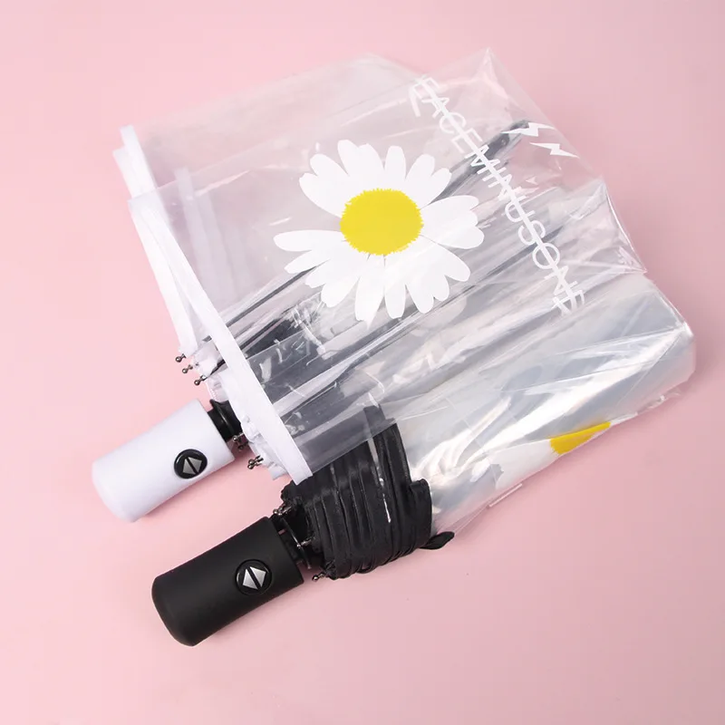 Cute Fresh Little Daisy Automatic Umbrella White Transparent Folding Umbrella Small and Portable
Cute Fresh Little Daisy Automatic Umbrella White Transparent Folding Umbrella Small and Portable