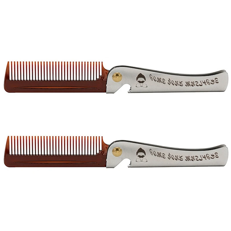 2 Pcs Brown Men Folding Pocket Comb PP Teeth Detangling Hair Beard Comb Metal Handle Foldable Combing Mustache Comb
2 Pcs Brown Men Folding Pocket Comb PP Teeth Detangling Hair Beard Comb Metal Handle Foldable Combing Mustache Comb