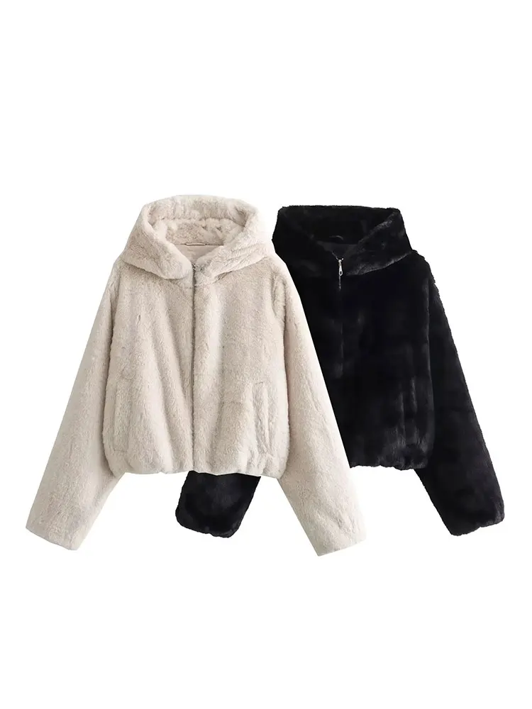 Nlzgmsj TRAF Hooded Faux Fur Coat Women Cropped Fluffy Jacket Woman Autumn Winter Furry Coat Warm Women Coats 2023
Nlzgmsj TRAF Hooded Faux Fur Coat Women Cropped Fluffy Jacket Woman Autumn Winter Furry Coat Warm Women Coats 2023