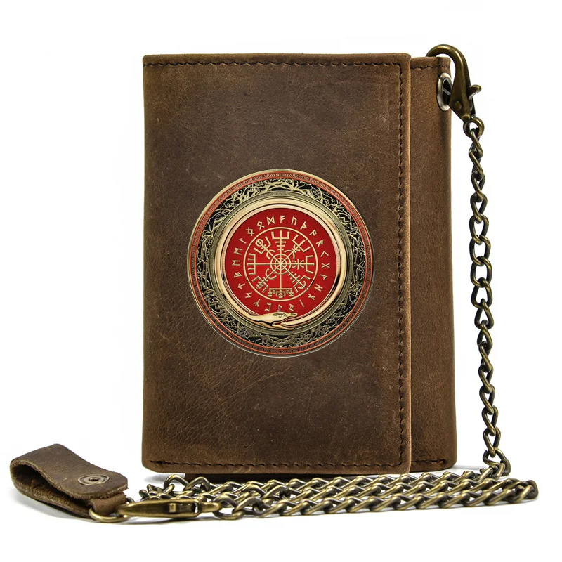 High Quality Men Genuine Leather Wallet Anti Theft Hasp With Iron Chain Vintage Viking Theme Cover Card Holder Short Purse
High Quality Men Genuine Leather Wallet Anti Theft Hasp With Iron Chain Vintage Viking Theme Cover Card Holder Short Purse