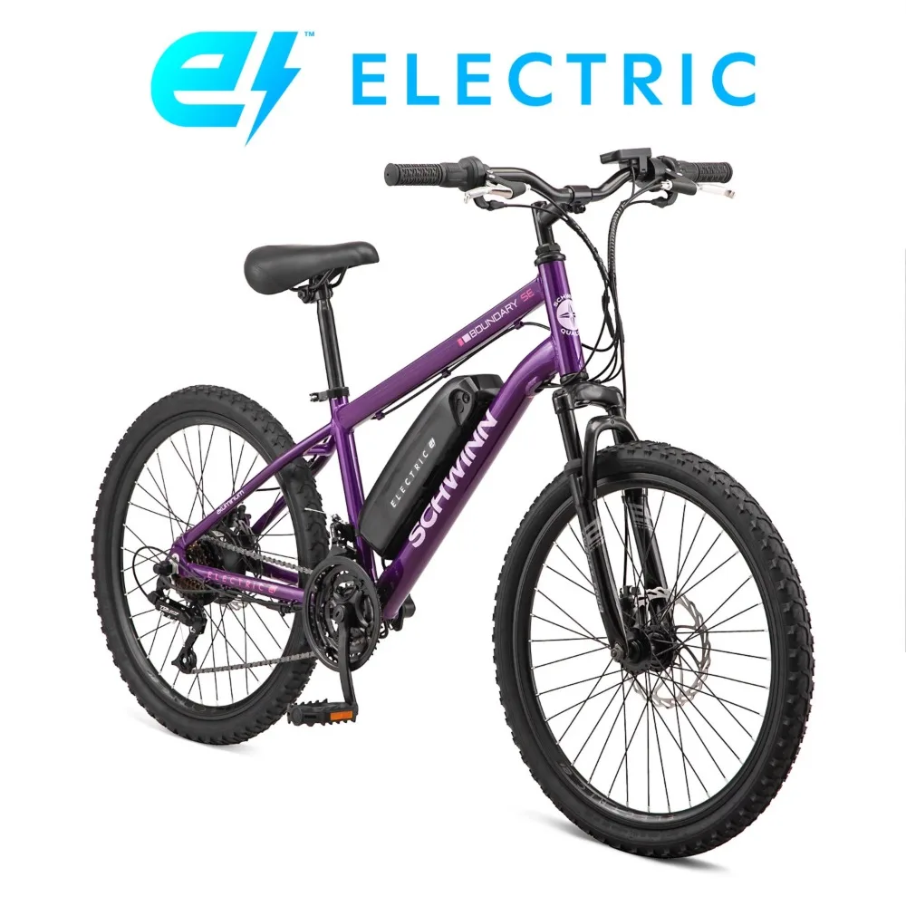 Schwinn 24" Boundary Electric Mountain Bike for Adults, 7 Speeds, 250w Ebike Motor, Purple
Schwinn 24" Boundary Electric Mountain Bike for Adults, 7 Speeds, 250w Ebike Motor, Purple