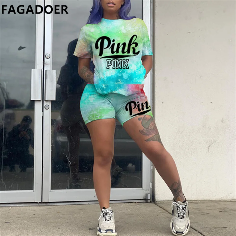 FAGADOER Fashion Tie Dye Print Two Piece Sets Women PINK Letter Print Top And Short Pants Tracksuit Female Casual 2pcs Outfits
FAGADOER Fashion Tie Dye Print Two Piece Sets Women PINK Letter Print Top And Short Pants Tracksuit Female Casual 2pcs Outfits