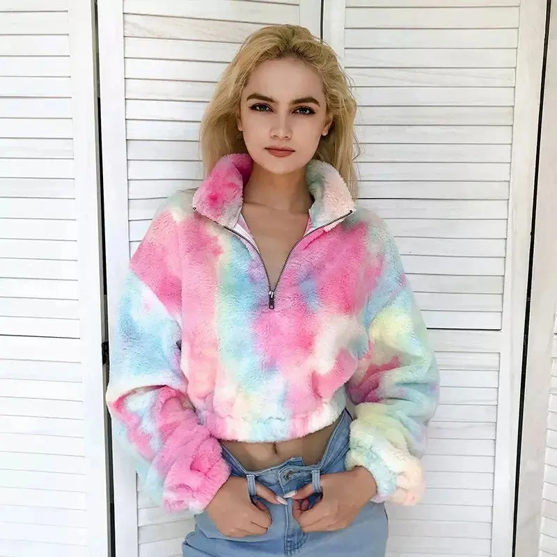 Schintoch Women Hoodie Autumn Winter Plush Half High-Collar Tie-Dye Tops Female Outers Causal Hooded Thicken Pullover Tops
Schintoch Women Hoodie Autumn Winter Plush Half High-Collar Tie-Dye Tops Female Outers Causal Hooded Thicken Pullover Tops