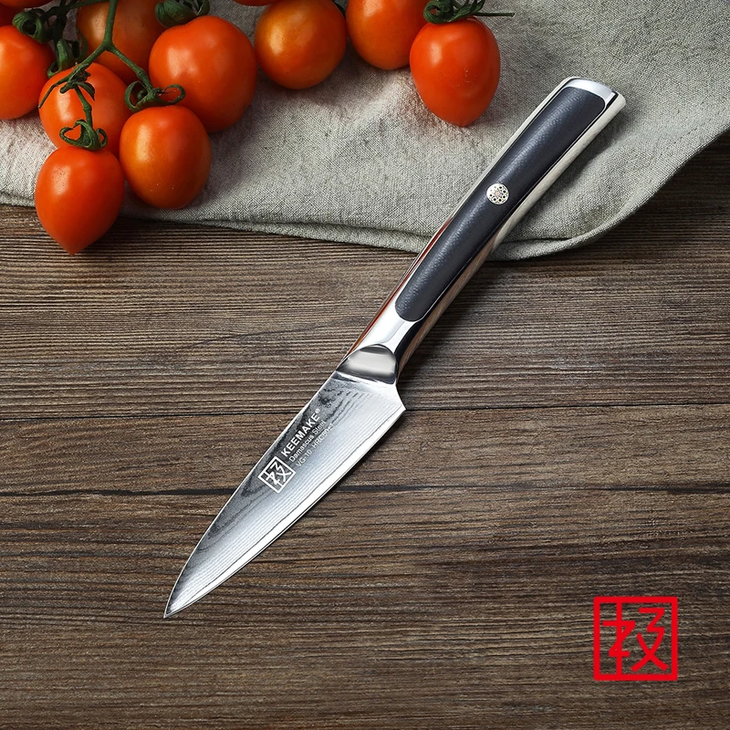 KEEMAKE Elite 3.5 Inch Fruit Paring Chef's Knife Professional VG10 Damascus Steel Blade Cut Peeling Kitchen Tools G10 Handle
KEEMAKE Elite 3.5 Inch Fruit Paring Chef's Knife Professional VG10 Damascus Steel Blade Cut Peeling Kitchen Tools G10 Handle