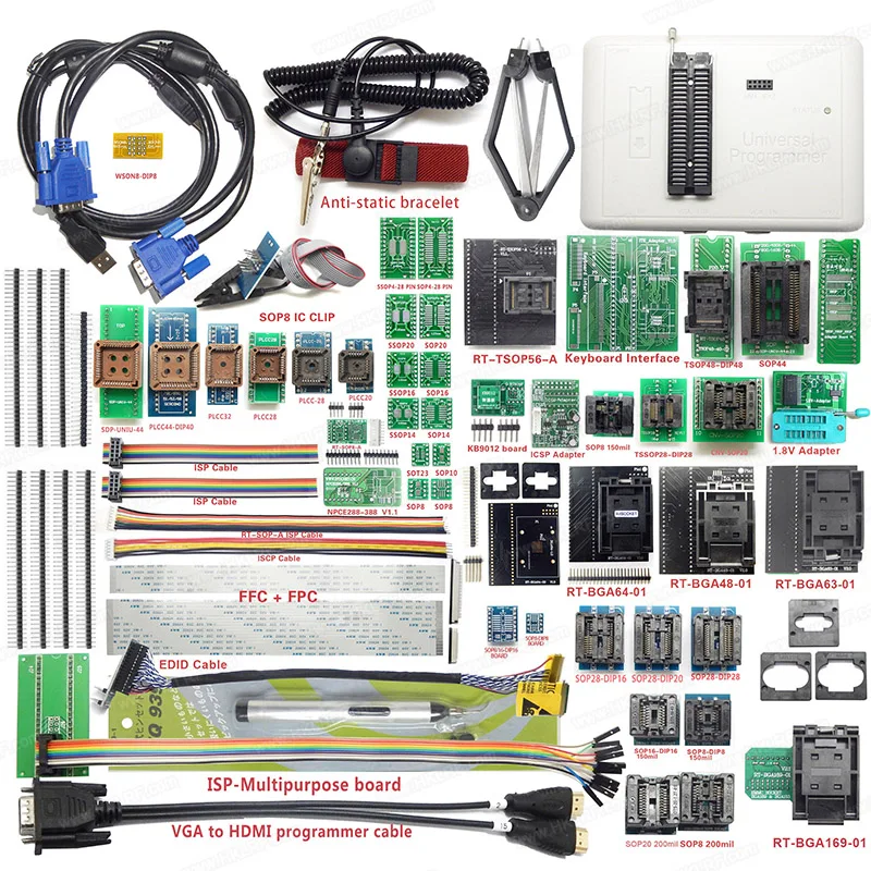 Complete Set EMMC-NAND FLASH IC Programmer RT809H with 55 Adapters Full Accessories
Complete Set EMMC-NAND FLASH IC Programmer RT809H with 55 Adapters Full Accessories