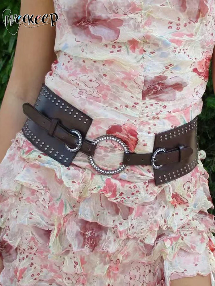 Weekeep y2k Rhinestone Buckle PU Belt Vintage Patchwork Chic Women's Wide Belt Harajuku Punk Style Waistband Match Clothes Retro
Weekeep y2k Rhinestone Buckle PU Belt Vintage Patchwork Chic Women's Wide Belt Harajuku Punk Style Waistband Match Clothes Retro
