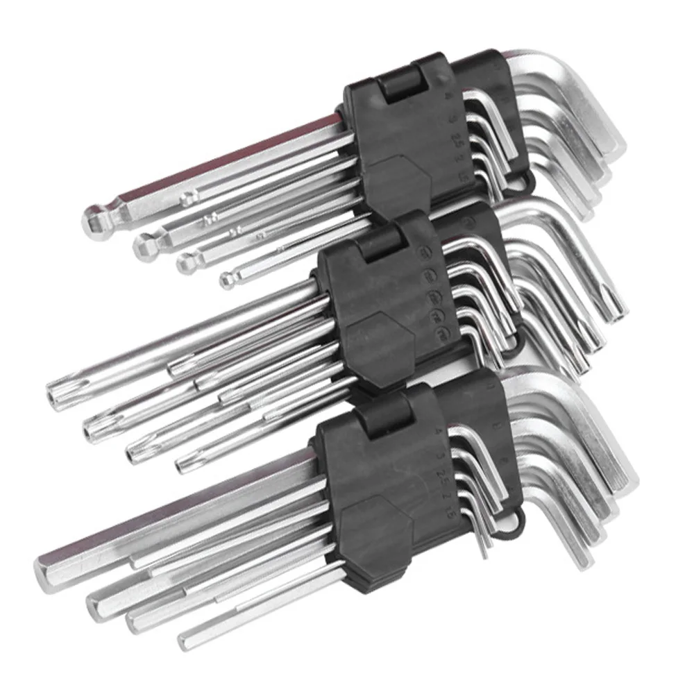 

9PCS Hex Key Allen Wrench Set, L Shape Metric Assortment with HEX/TORX/BALL END,Maintenance Hand Tool Kit for Furniture/DIY/BIKE