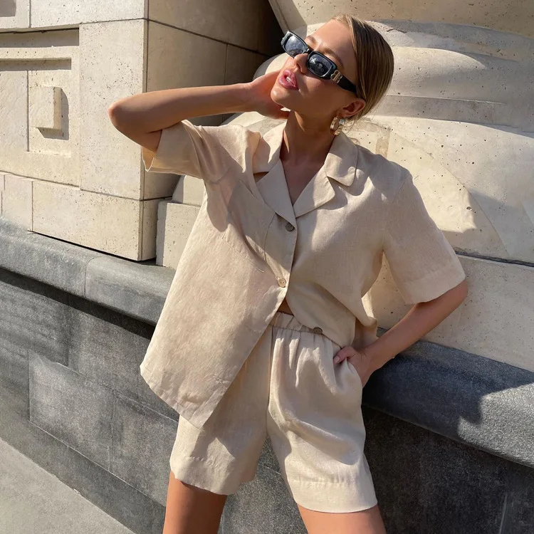 Linen Women'S Summer Suits Casual Loose Short Sleeve Blosue With Shorts Set Elegant Office Suits With Shorts
Linen Women'S Summer Suits Casual Loose Short Sleeve Blosue With Shorts Set Elegant Office Suits With Shorts