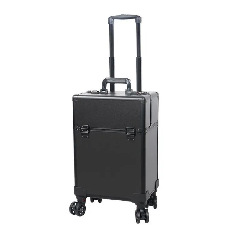 New high-end Aluminum Cosmetic Case Beauty Case Trolley Cosmetic With Lamp Large Capacity Multi-layer pu makeup box 
New high-end Aluminum Cosmetic Case Beauty Case Trolley Cosmetic With Lamp Large Capacity Multi-layer pu makeup box