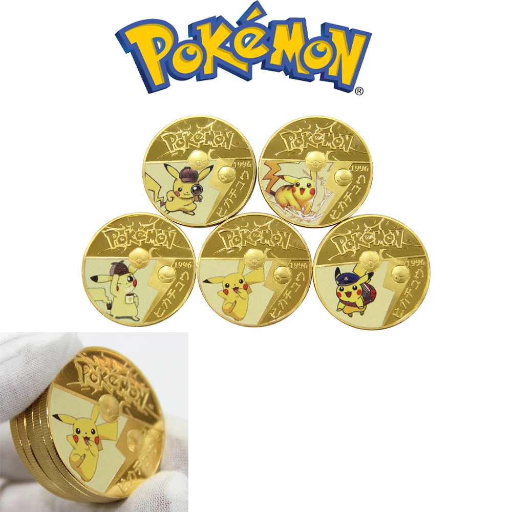 

Pokemon Pikachu Game Collection Coins Medallion Metal Commemorative Coin Anime Peripheral Children Kids Toys Birthday Gift