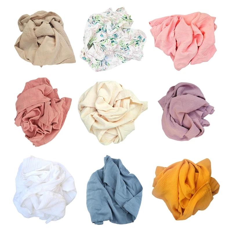 

Baby Muslin Swaddle Solid Plain Color Cotton Baby Receiving Swaddles Earthy Color 120x120cm Soft Blankets 2 Layers Bath
