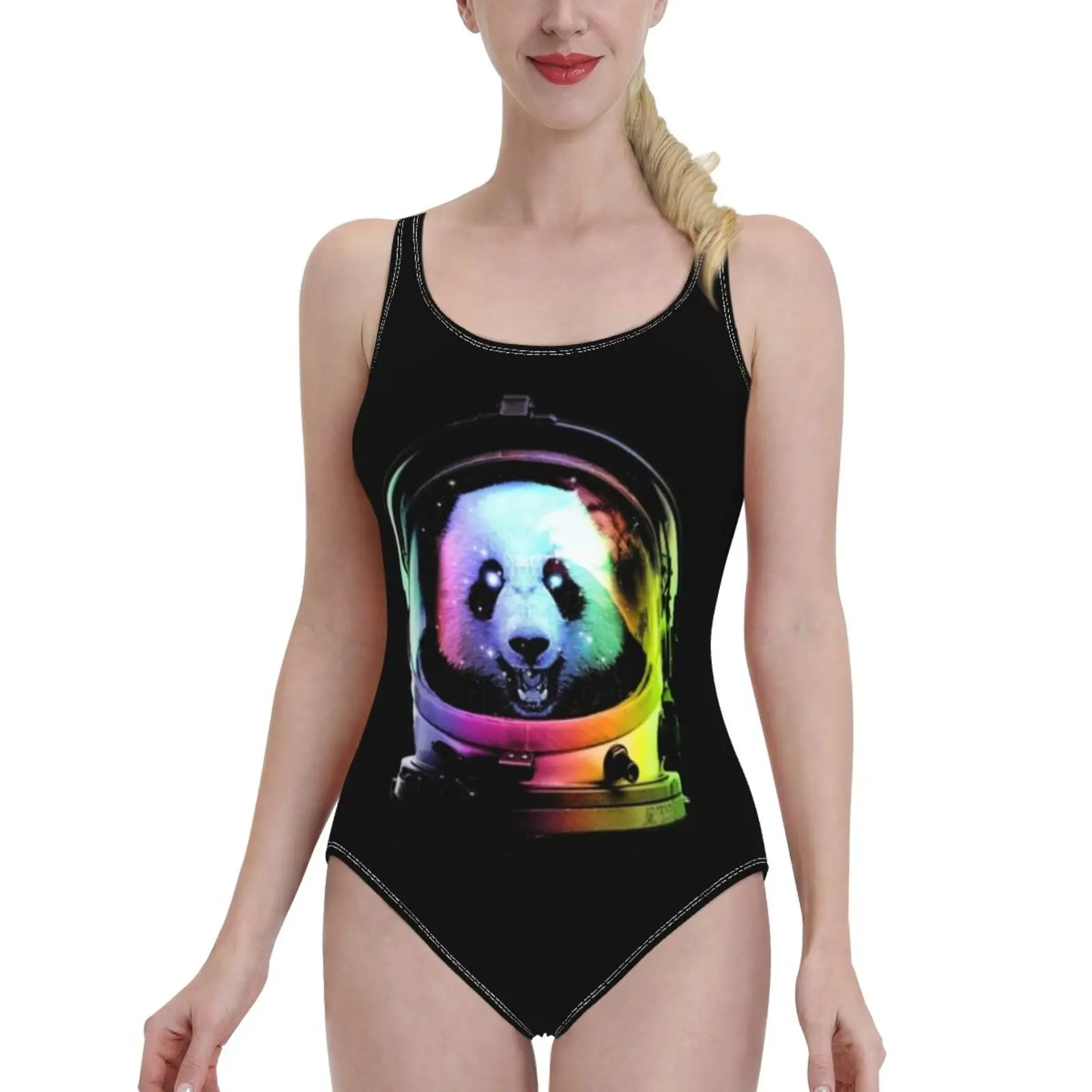

Слитный купальник с изображением астронавта панды, женский купальник, сексуальное классическое боди с открытой спиной, пляжная одежда для купания, милая панда с милыми животными