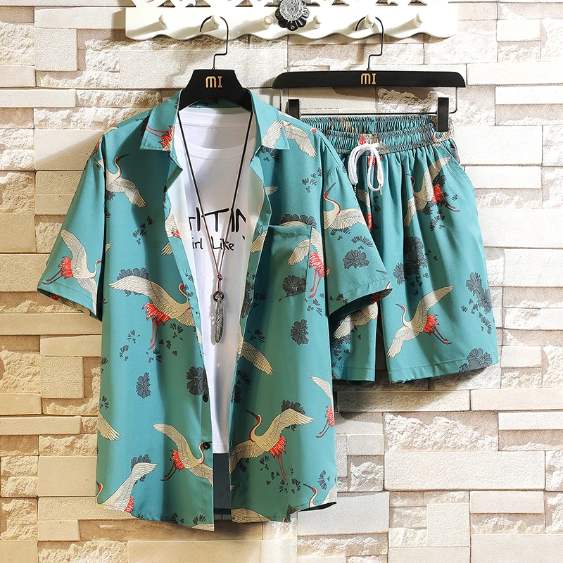 2 Pieces Summer New Harajuku Crane Print Men Sets Casual Short Sleeve Shirts and Shorts Korean Fashion Tracksuit
2 Pieces Summer New Harajuku Crane Print Men Sets Casual Short Sleeve Shirts and Shorts Korean Fashion Tracksuit