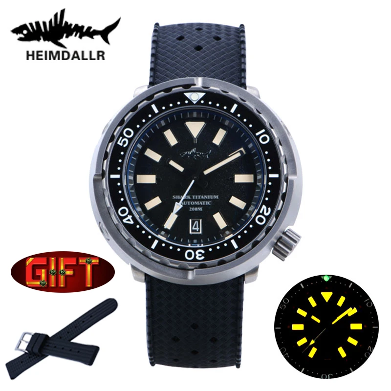 

Heimdallr Retro Men's Diver Watch Blue Texture Dial Sapphire Titanium Case NH35 Automatic Movement Tuna SBBN Watches C3 Luminous
