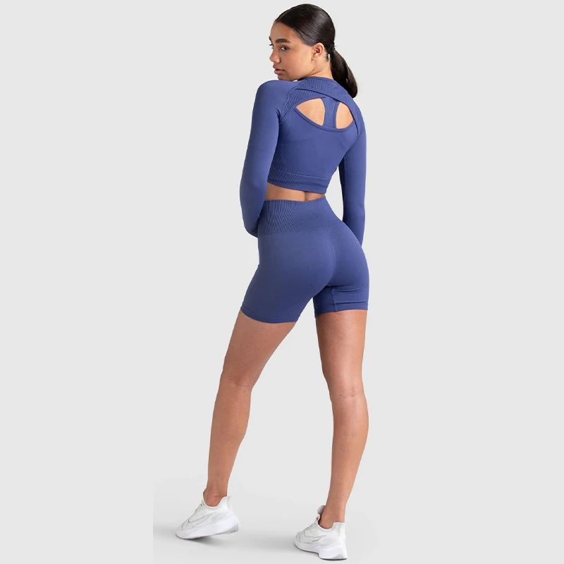 Workout Clothes for Women Long Sleeve Top Shorts Set Seamless Yoga Set Breathable Running Sportswear Gym Sets Womens Outfits
Workout Clothes for Women Long Sleeve Top Shorts Set Seamless Yoga Set Breathable Running Sportswear Gym Sets Womens Outfits