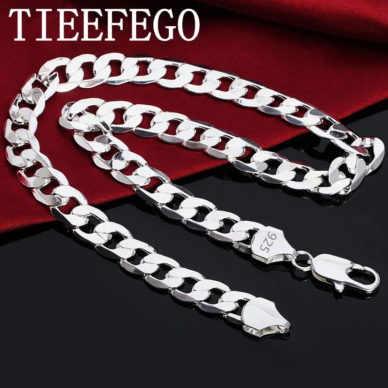 TIEEFEGO New 925 Sterling Silver Flat Side Necklace 18/20/22/24/26/28/30 12mm For Women Man Fashion Wedding Charm Jewelry Gifts
TIEEFEGO New 925 Sterling Silver Flat Side Necklace 18/20/22/24/26/28/30 12mm For Women Man Fashion Wedding Charm Jewelry Gifts
