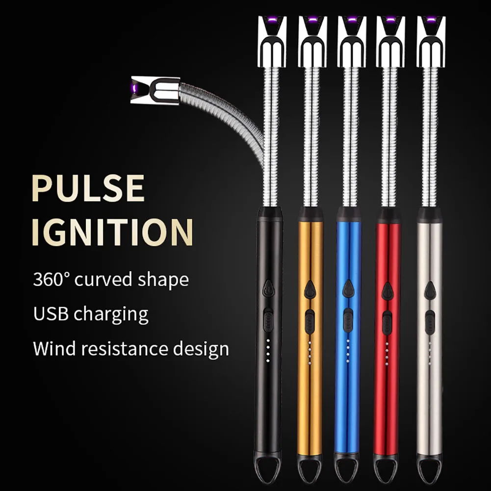 

Outdoor Metal Windproof Power Display Hook Igniter Tool Home 360° Use Kitchen Candle Gas Stove Plasma Pulse Electric Arc Lighter