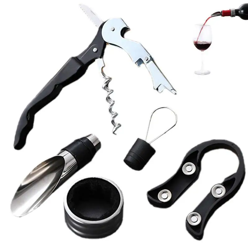 New Wine Opener Accessories Gift Tools Set With Waiters Corkscrew Opener 5-piece Set Bottle Opening Kit Deluxe Kitchen Bar Tool
New Wine Opener Accessories Gift Tools Set With Waiters Corkscrew Opener 5-piece Set Bottle Opening Kit Deluxe Kitchen Bar Tool