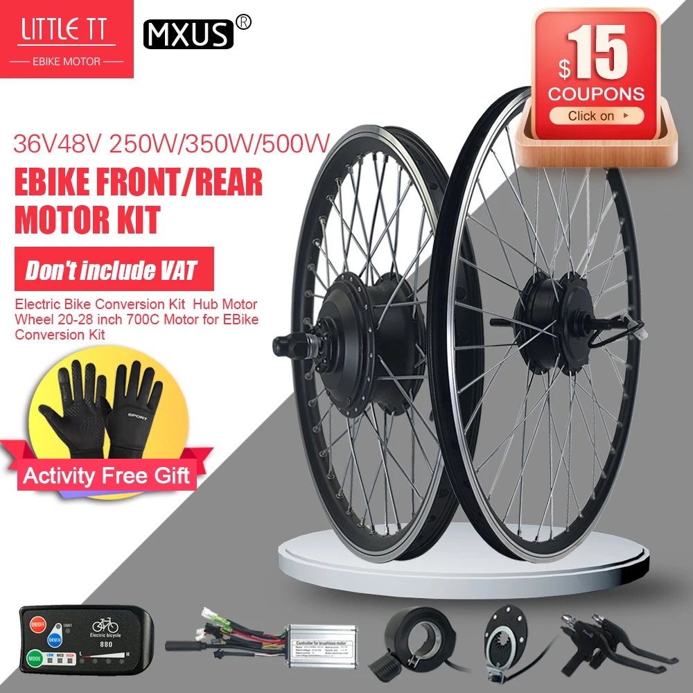 

MXUS Brand Ebike kit 36V 48V 250W 350W 500W Brushless Gear Front/Rear Wheel Hub Motor 16-29inch 700C eBike Conversion Kit