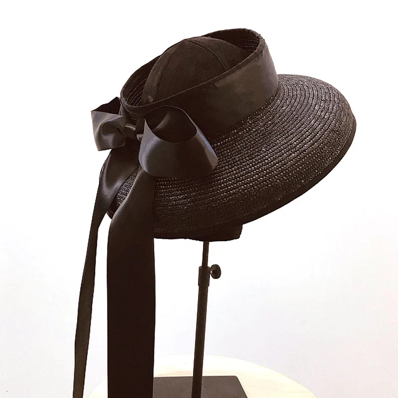 Black Summer Sun Hats For Women Fashion Bow Long Ribbon Ponytail Beach Straw Hat Sun Protection Shading Ttravel Empty Top Cap
Black Summer Sun Hats For Women Fashion Bow Long Ribbon Ponytail Beach Straw Hat Sun Protection Shading Ttravel Empty Top Cap