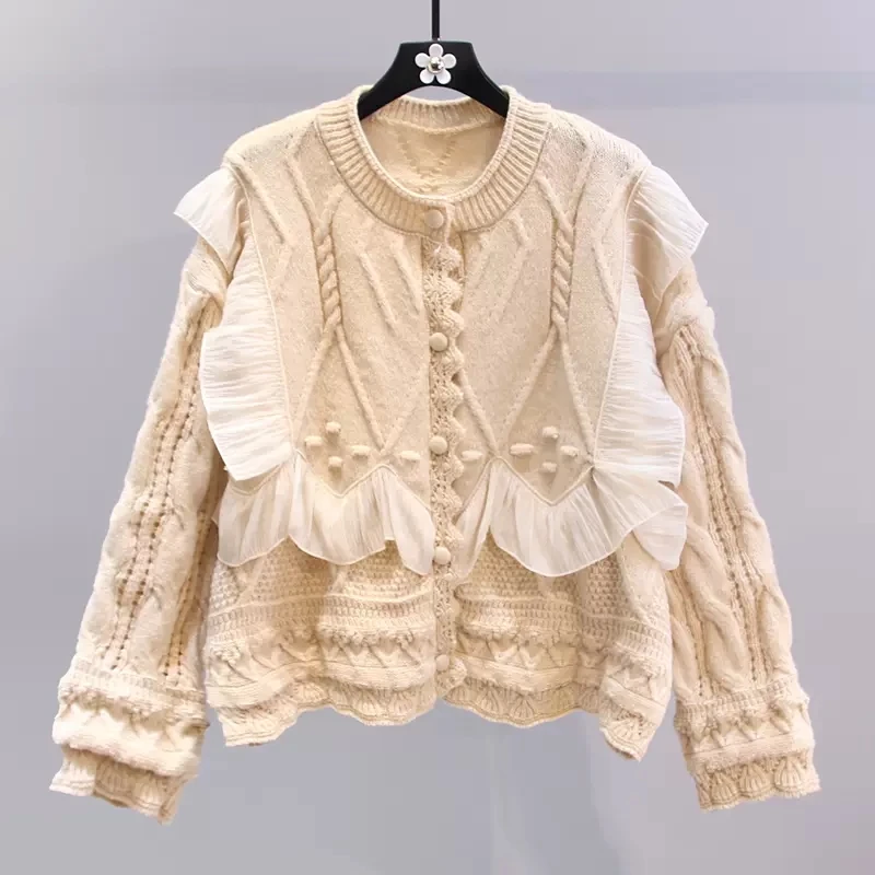 2023 New Sweet Short Sweater Jackets Women's Cothing Spring Autumn Spliced Lace Knitted Cardigan Coat Girls Jersey Tops bc144
2023 New Sweet Short Sweater Jackets Women's Cothing Spring Autumn Spliced Lace Knitted Cardigan Coat Girls Jersey Tops bc144