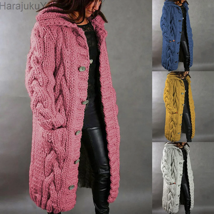 Women Sweater Coats Solid Loose Straight Long Cardigan with Pockets Oversized Thick Warm Sweaters Female Street Winter
Women Sweater Coats Solid Loose Straight Long Cardigan with Pockets Oversized Thick Warm Sweaters Female Street Winter