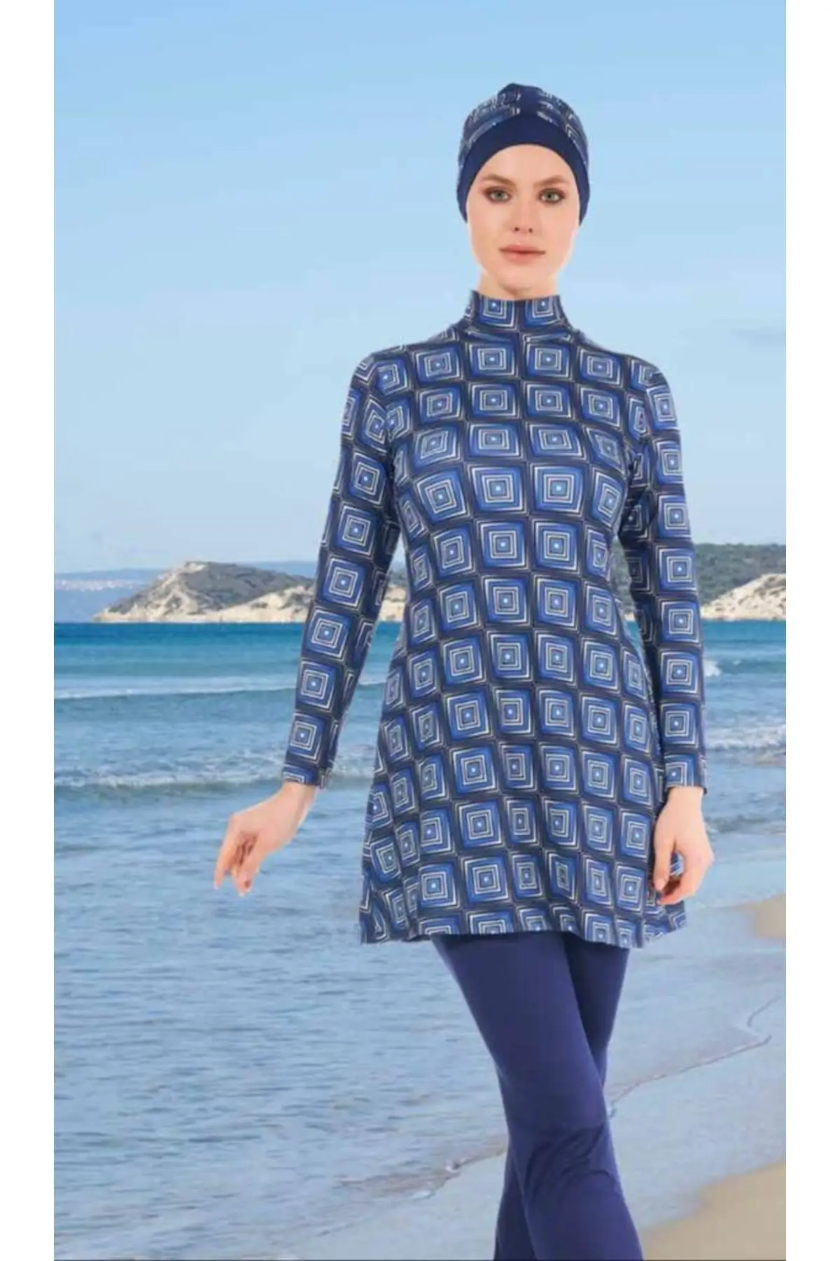 Muslim Burkinis Navy Blue Digital Patterned Full Length Lycra Swimwear fashion Summer Clothing Hijab Sport Swimsuit
Muslim Burkinis Navy Blue Digital Patterned Full Length Lycra Swimwear fashion Summer Clothing Hijab Sport Swimsuit