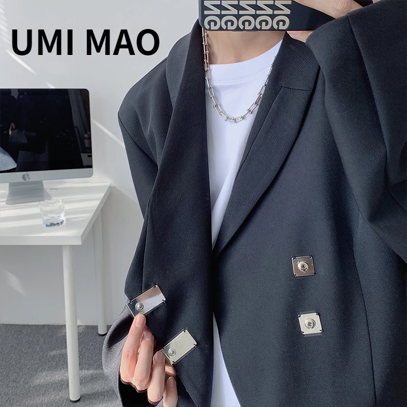 

UMI MAO Yamamoto Dark Niche Design Sense Inclined Placket Metal Button Small Men's Silhouette Loose Blazer Coat Woman Jacket