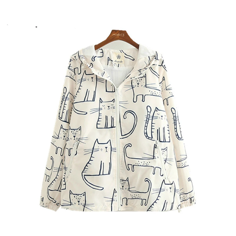 Japan Style Harajuku Women Jacket Mori Girl Outwear New Women Sweet Cute Cat Printed Hooded Long Sleeve Casual Thin Coat Female
Japan Style Harajuku Women Jacket Mori Girl Outwear New Women Sweet Cute Cat Printed Hooded Long Sleeve Casual Thin Coat Female