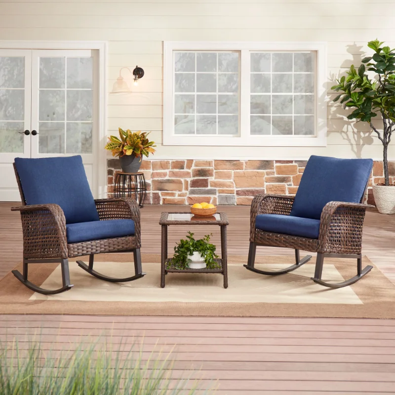 Mainstays Tuscany Ridge 3-Piece Wicker Rocking Chair Outdoor Bistro Set, Blue
Mainstays Tuscany Ridge 3-Piece Wicker Rocking Chair Outdoor Bistro Set, Blue