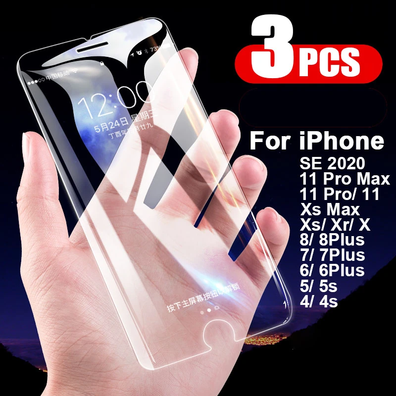 3pcs Tempered Glass Screen Protector for IPhone 11 Pro X XS Max XR 6 7 8 Plus Protective Glass Film Cases Full Cover Protector
3pcs Tempered Glass Screen Protector for IPhone 11 Pro X XS Max XR 6 7 8 Plus Protective Glass Film Cases Full Cover Protector