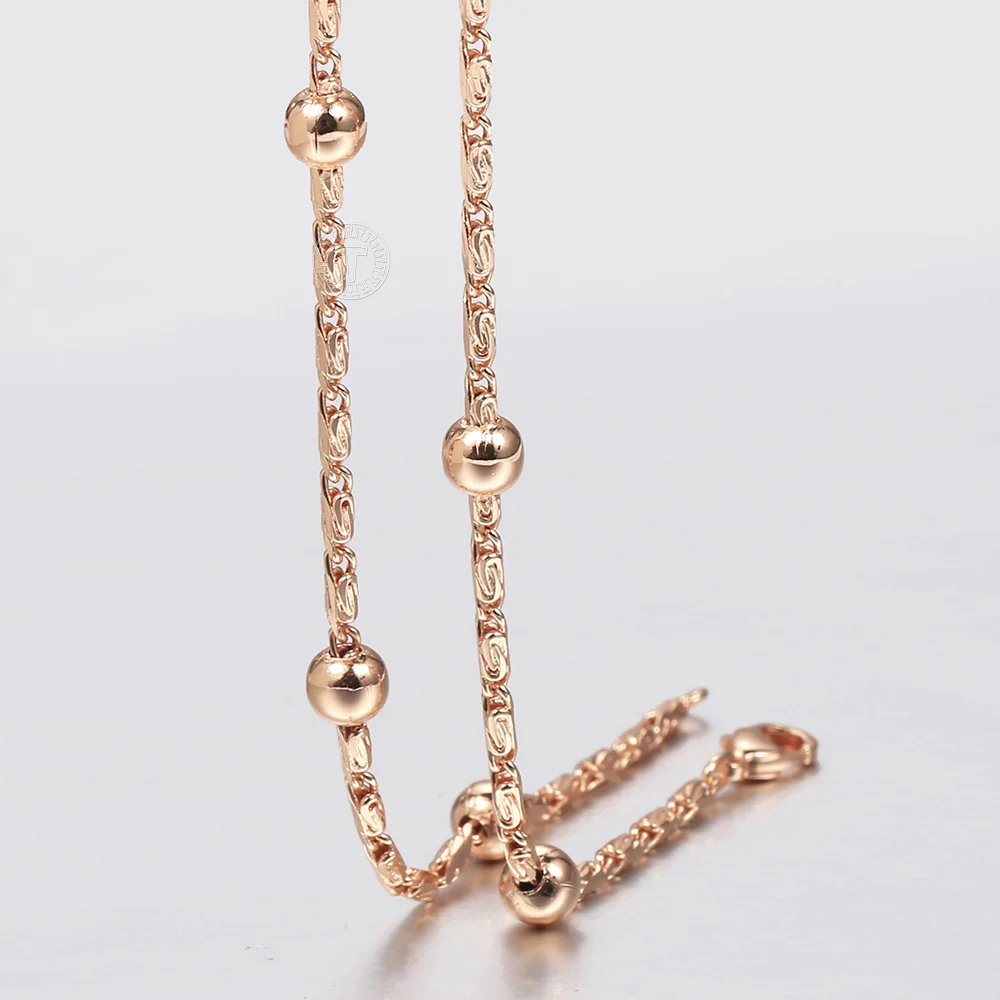 Элегантное ожерелье с бусинами и для женщин девочек 585 цвета розового золота