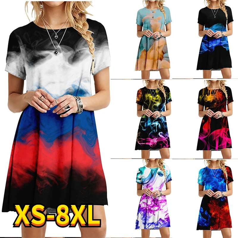 2022 Summer Women's Abstract 3D Printed Painting Dress Round Neck Fational Casual Tie-dyed Dress New Design Female Fashion Skirt
2022 Summer Women's Abstract 3D Printed Painting Dress Round Neck Fational Casual Tie-dyed Dress New Design Female Fashion Skirt