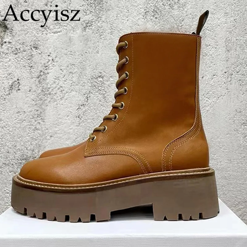 Autumn New British Style Genuine Leather Women Boots Fashion Lace-up Thick Sole Flat Shoes Chelsea Boots Leisure Short Boots Ms
Autumn New British Style Genuine Leather Women Boots Fashion Lace-up Thick Sole Flat Shoes Chelsea Boots Leisure Short Boots Ms