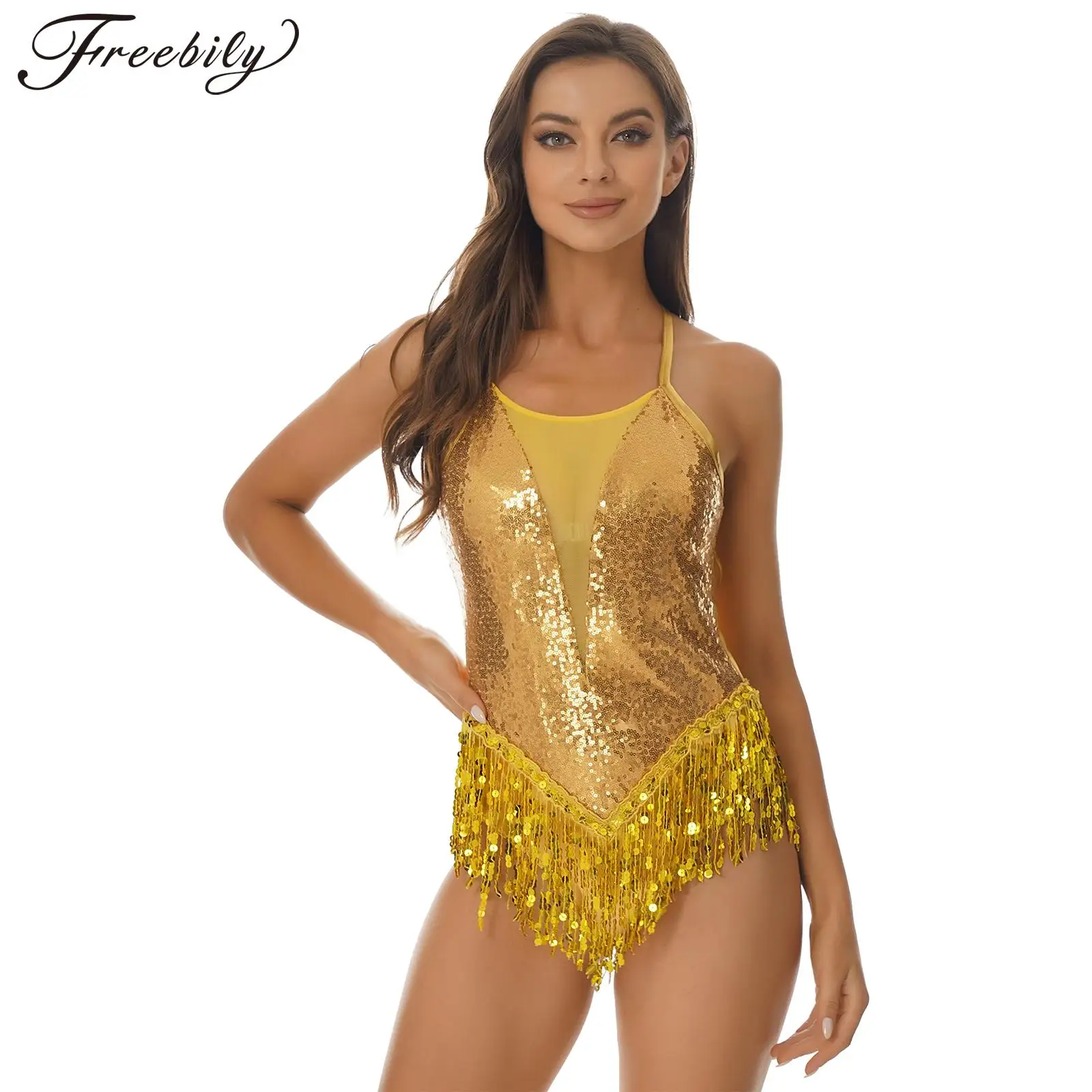 Sparkling Sequins Latin Jazz Dance Leotard Bodysuits Womens Fringed Latin Leotard Jumpsuits for Dance Performance Costumes
Sparkling Sequins Latin Jazz Dance Leotard Bodysuits Womens Fringed Latin Leotard Jumpsuits for Dance Performance Costumes