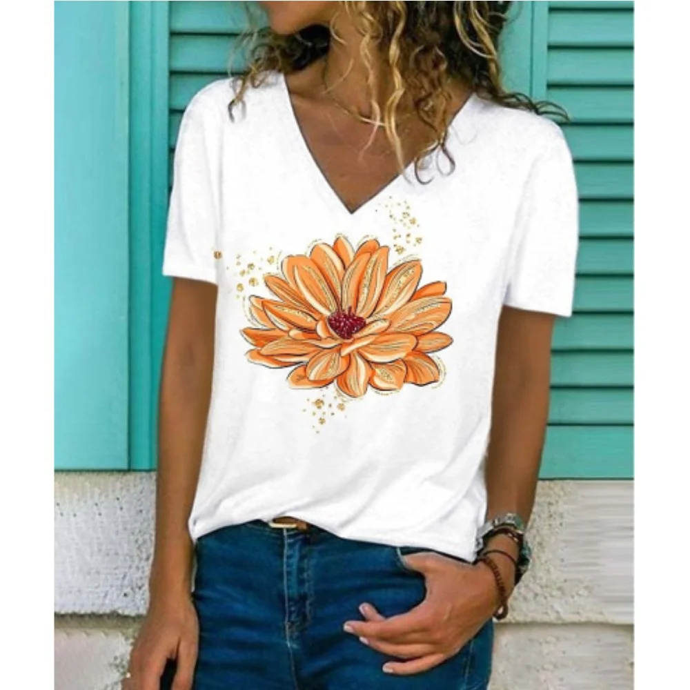 Women's Casual Loose Summer T Shirt Abstract Floral Painting Graphic Print V Neck Basic Top Fashion 3d Print Plus Size Clothing
Women's Casual Loose Summer T Shirt Abstract Floral Painting Graphic Print V Neck Basic Top Fashion 3d Print Plus Size Clothing