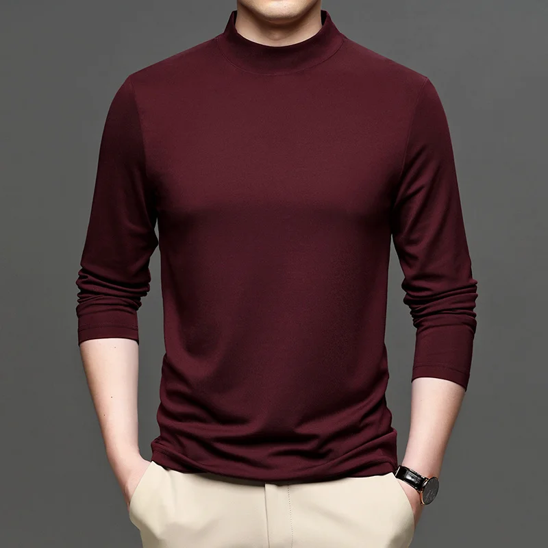 Mulberry Silk Long Sleeve Men's Spring Autumn Half High Collar Solid Color Male T-shirts Simple Soft Man Tees 3XL
Mulberry Silk Long Sleeve Men's Spring Autumn Half High Collar Solid Color Male T-shirts Simple Soft Man Tees 3XL