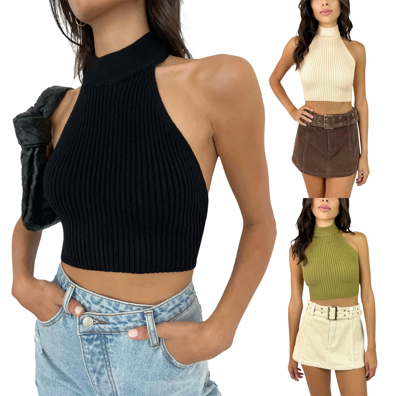 Women Bandage Halterneck Tops Summer Casual Solid Color Turtleneck Sleeveless Backless Crop Tops Streetwear
Women Bandage Halterneck Tops Summer Casual Solid Color Turtleneck Sleeveless Backless Crop Tops Streetwear