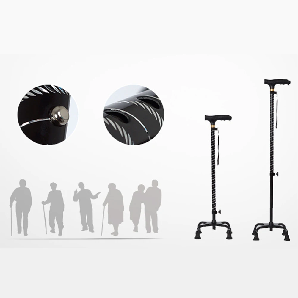 

Aluminum Alloy Stretchable Four-Foot Skid-Proof Cane With Light Foldable Non-Slip Walking Stick For The Elderly Without Battery